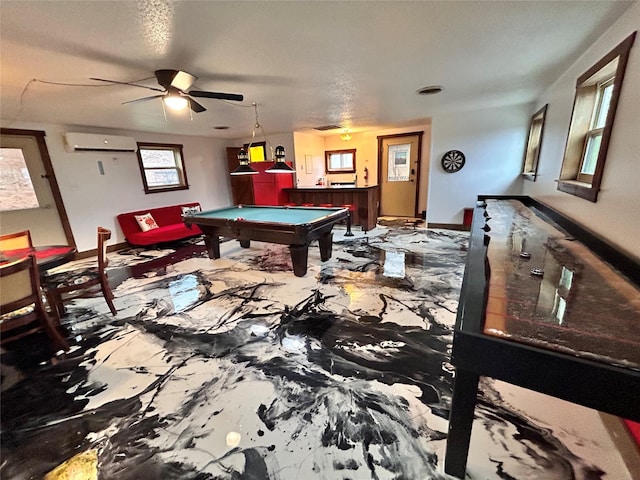 155 Saint Andrews Rd, Amarillo, TX 79118 - playroom featuring a wall unit AC, pool table, and a ceiling fan