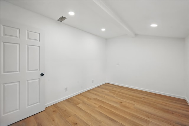 512 Shadowbrook Ln, Hurst, TX 76053 - unfurnished room featuring beam ceiling, baseboards, light wood-type flooring, and recessed lighting
