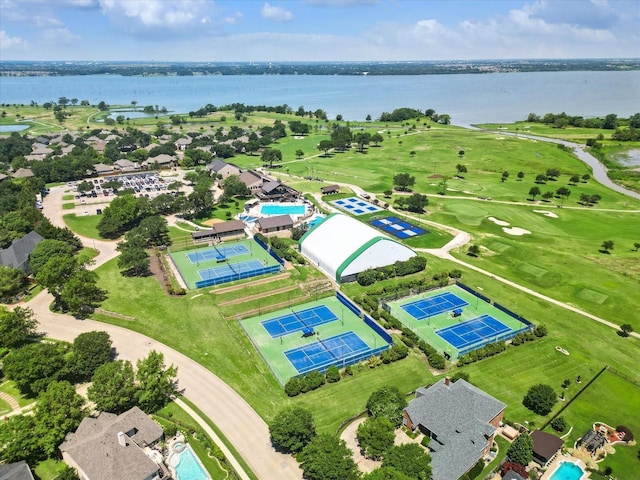 2125 Garden Crest Dr, Rockwall, TX 75087 - drone / aerial view of a large body of water, a pool area, and a local golf course