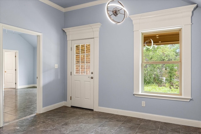 2615 San Gabriel Dr, Granbury, TX 76048 - foyer featuring healthy amount of natural light, baseboards, and ornamental molding