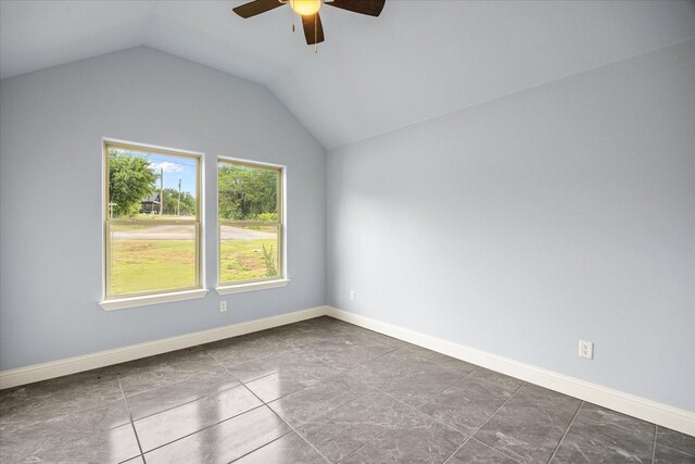 2615 San Gabriel Dr, Granbury, TX 76048 - unfurnished room with ceiling fan, lofted ceiling, and baseboards