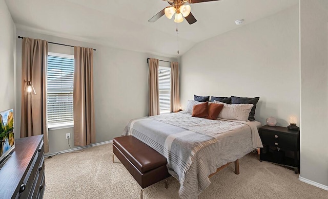 3200 Keathley Dr, Waco, TX 76655 - bedroom featuring light carpet, multiple windows, baseboards, and vaulted ceiling