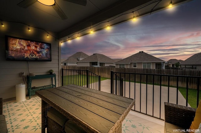 3200 Keathley Dr, Waco, TX 76655 - view of patio featuring a ceiling fan, outdoor dining space, and a residential view