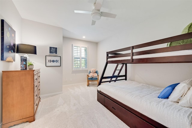 2403 Legend Dr, Heath, TX 75032 - bedroom featuring light carpet, baseboards, recessed lighting, and ceiling fan
