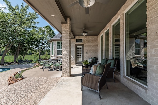 2403 Legend Dr, Heath, TX 75032 - view of patio with ceiling fan, outdoor dining space, and outdoor lounge area