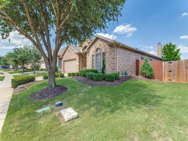 3033 Maple Creek Dr, Fort Worth, TX 76177 - ranch-style home with brick siding, a garage, and a chimney