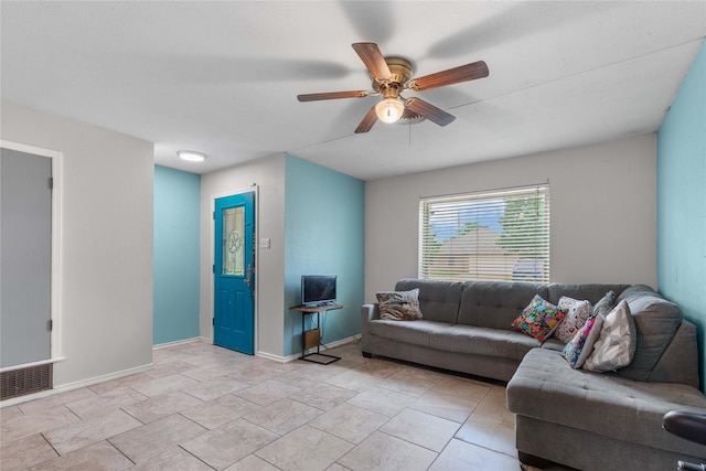 3209 N Calais St, Sherman, TX 75090 - living area featuring a ceiling fan and baseboards
