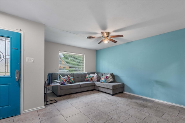 3209 N Calais St, Sherman, TX 75090 - living area featuring a ceiling fan and baseboards