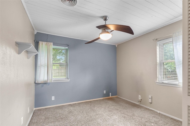3209 N Calais St, Sherman, TX 75090 - carpeted spare room with a ceiling fan, ornamental molding, baseboards, and wood ceiling