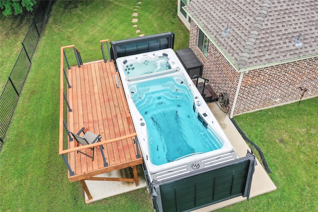 3042 Preston Club Dr, Sherman, TX 75092 - view of swimming pool featuring a hot tub and a yard