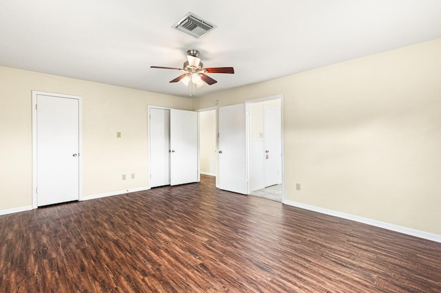 281 Lakeside Dr, China Spring, TX 76633 - unfurnished bedroom featuring wood finished floors, baseboards, and a ceiling fan