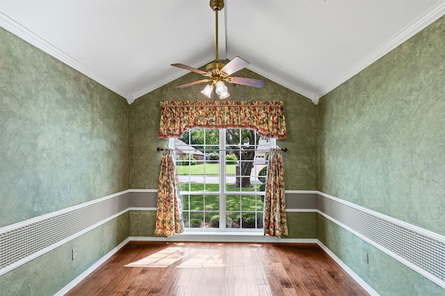 1505 Hyde Park Blvd, Cleburne, TX 76033 - spare room featuring hardwood / wood-style flooring, ceiling fan, ornamental molding, and baseboards