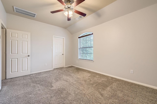 9028 Wiggins Dr, Fort Worth, TX 76244 - unfurnished bedroom featuring carpet floors, vaulted ceiling, baseboards, and ceiling fan