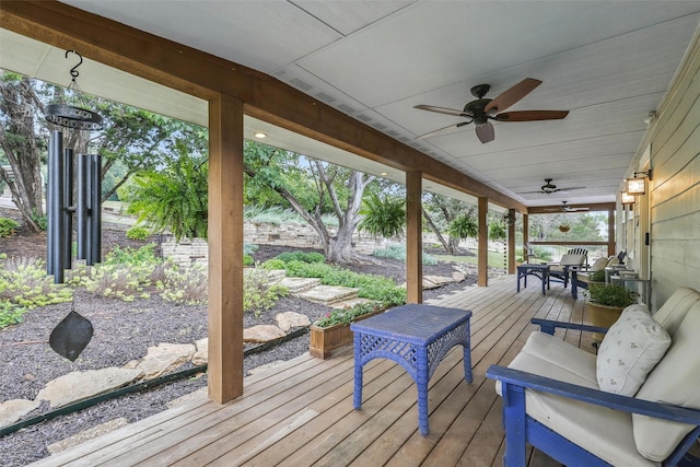 4009 Seminole Trl, Granbury, TX 76048 - wooden terrace featuring ceiling fan
