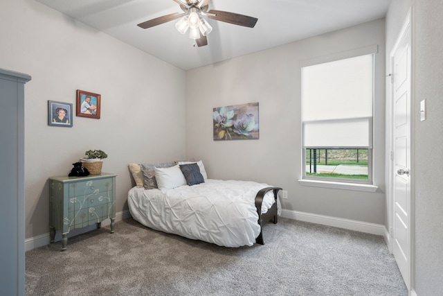 105 Aslan Rd, Poolville, TX 76487 - bedroom featuring carpet, baseboards, and ceiling fan
