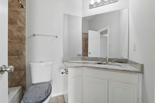 3402 Blue Forest Dr, Arlington, TX 76001 - bathroom featuring vanity, toilet, and shower / tub combination