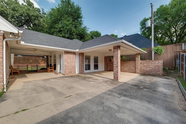 3402 Blue Forest Dr, Arlington, TX 76001 - view of front of property featuring concrete driveway, brick siding, a shingled roof, and a carport