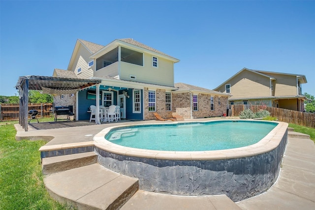 106 Camelot St, Glen Rose, TX 76043 - view of swimming pool featuring a fenced backyard, a pergola, and a patio