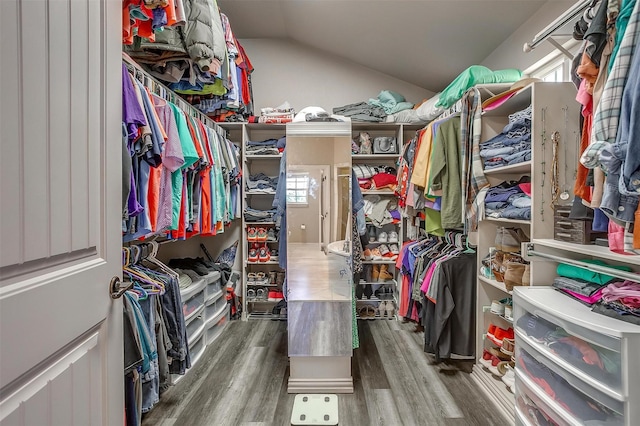 106 Camelot St, Glen Rose, TX 76043 - spacious closet with wood finished floors and vaulted ceiling