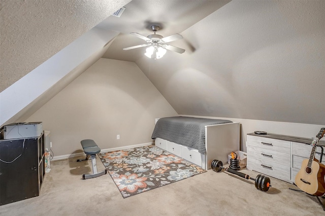 106 Camelot St, Glen Rose, TX 76043 - unfurnished bedroom with carpet, vaulted ceiling, and a ceiling fan