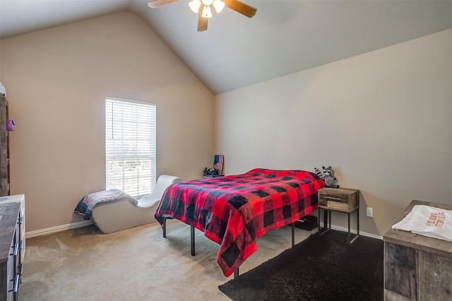 106 Camelot St, Glen Rose, TX 76043 - bedroom with lofted ceiling, carpet floors, and ceiling fan