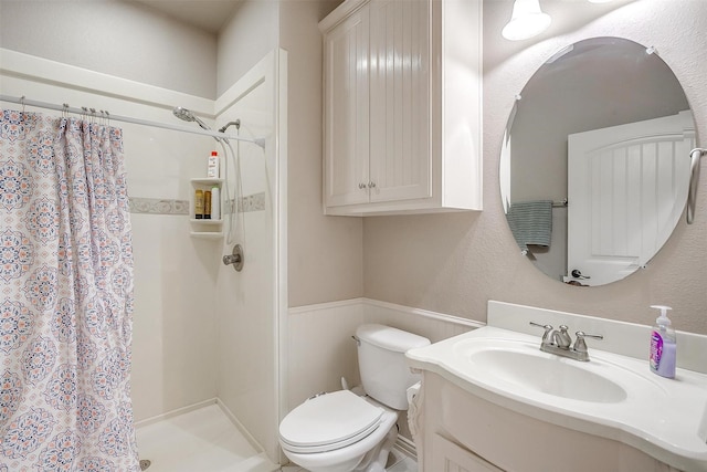 106 Camelot St, Glen Rose, TX 76043 - full bathroom with a shower stall, vanity, and a wainscoted wall