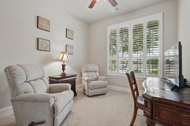 3500 Oak Island Ln, Flower Mound, TX 75028 - carpeted office featuring a ceiling fan and baseboards