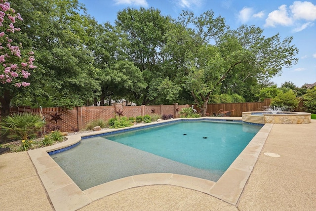 3500 Oak Island Ln, Flower Mound, TX 75028 - view of pool featuring a fenced backyard, a patio area, and a pool with connected hot tub
