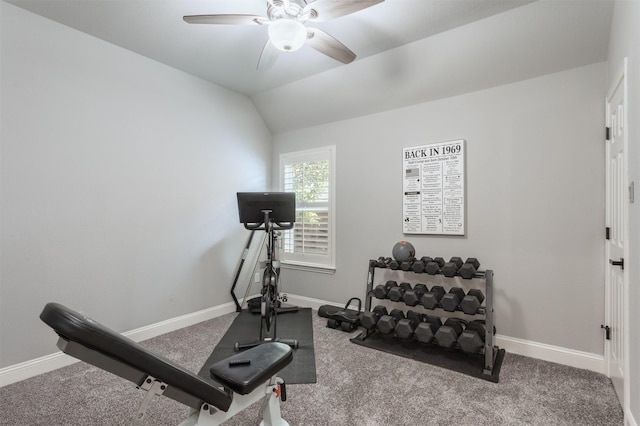 507 Clover Leaf Ln, Mckinney, TX 75072 - workout room with carpet, a ceiling fan, and baseboards