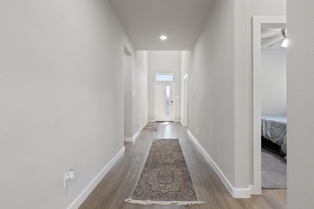 2012 Edgewater St, Celina, TX 75009 - corridor with wood finished floors, baseboards, and recessed lighting