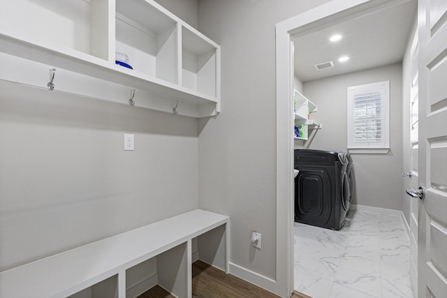 2012 Edgewater St, Celina, TX 75009 - mudroom featuring independent washer and dryer, baseboards, and recessed lighting