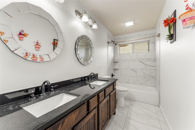 238 Rudder, Gun Barrel City, TX 75156 - bathroom with marble finish flooring, double vanity, toilet, and shower / washtub combination