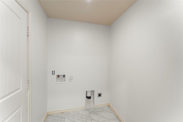238 Rudder, Gun Barrel City, TX 75156 - laundry area with hookup for an electric dryer, hookup for a washing machine, light marble finish floors, baseboards, and hookup for a gas dryer