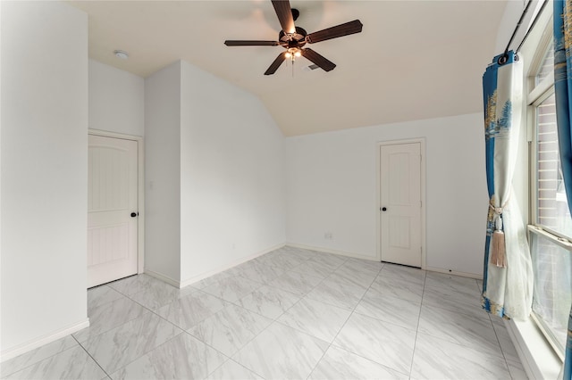 238 Rudder, Gun Barrel City, TX 75156 - spare room with ceiling fan, lofted ceiling, and baseboards