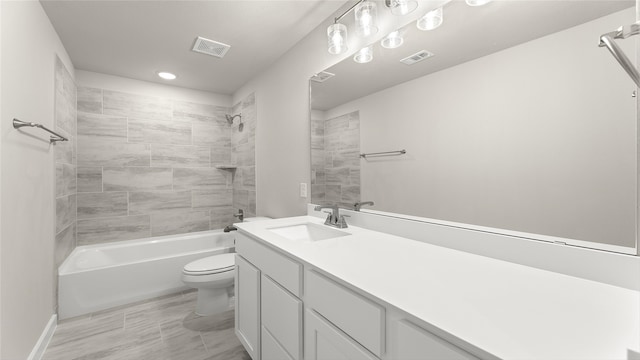 1632 Elle Ln, Aubrey, TX 76227 - full bathroom with toilet, vanity, washtub / shower combination, and recessed lighting