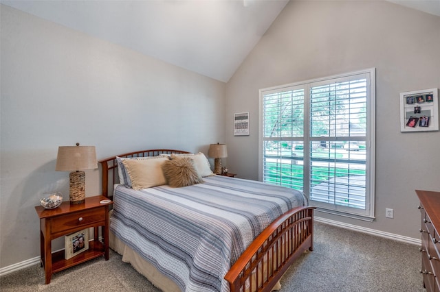 7201 Faraday Ln, Mckinney, TX 75071 - bedroom with multiple windows, light colored carpet, baseboards, and high vaulted ceiling
