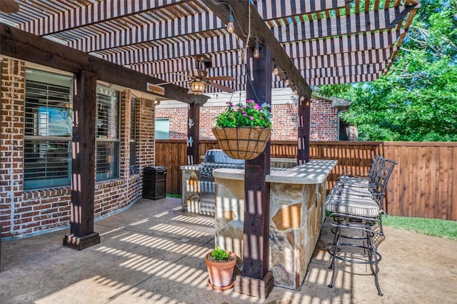 7201 Faraday Ln, Mckinney, TX 75071 - view of patio with a pergola and a grill