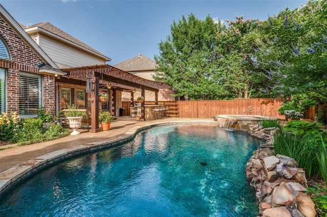 7201 Faraday Ln, Mckinney, TX 75071 - view of pool featuring an in-ground hot tub, a fenced backyard, a pergola, and a patio