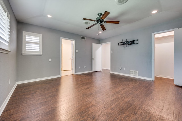 10118 Cromwell Dr, Dallas, TX 75229 - unfurnished bedroom featuring recessed lighting, a spacious closet, wood finished floors, baseboards, and a ceiling fan