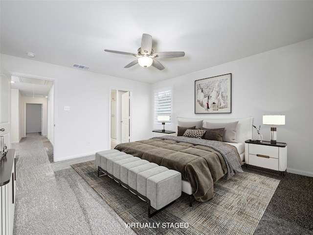 1218 Parker Dr, Princeton, TX 75407 - bedroom featuring attic access, carpet, and ceiling fan