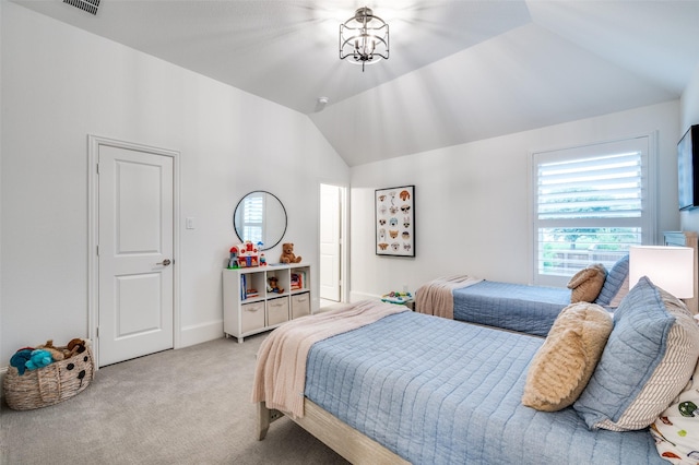 2021 Longmont Ln, Prosper, TX 75078 - bedroom with carpet, vaulted ceiling, and baseboards