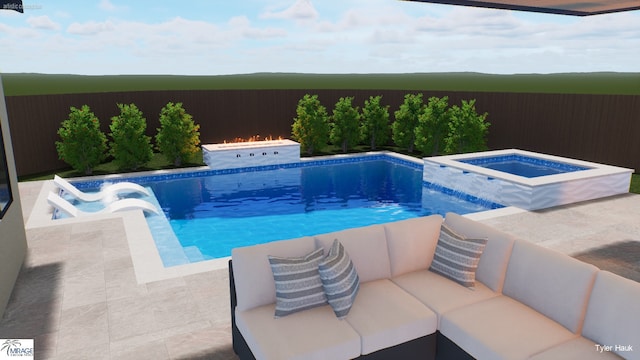 7163 Lyre Ln, Dallas, TX 75214 - view of swimming pool featuring an in-ground hot tub and outdoor lounge area