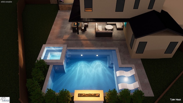 7163 Lyre Ln, Dallas, TX 75214 - view of swimming pool with a patio and a pool with connected hot tub