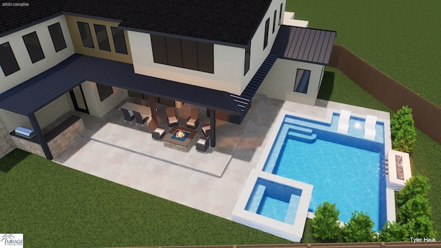 7163 Lyre Ln, Dallas, TX 75214 - view of pool with a patio, a fire pit, and a pool with connected hot tub