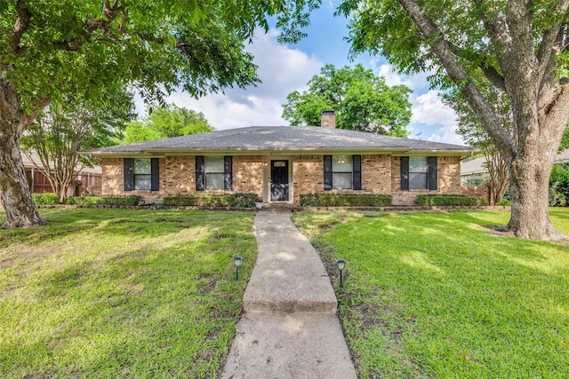 5004 Andover Dr, Plano, TX 75023 - single story home with a chimney, brick siding, and roof with shingles