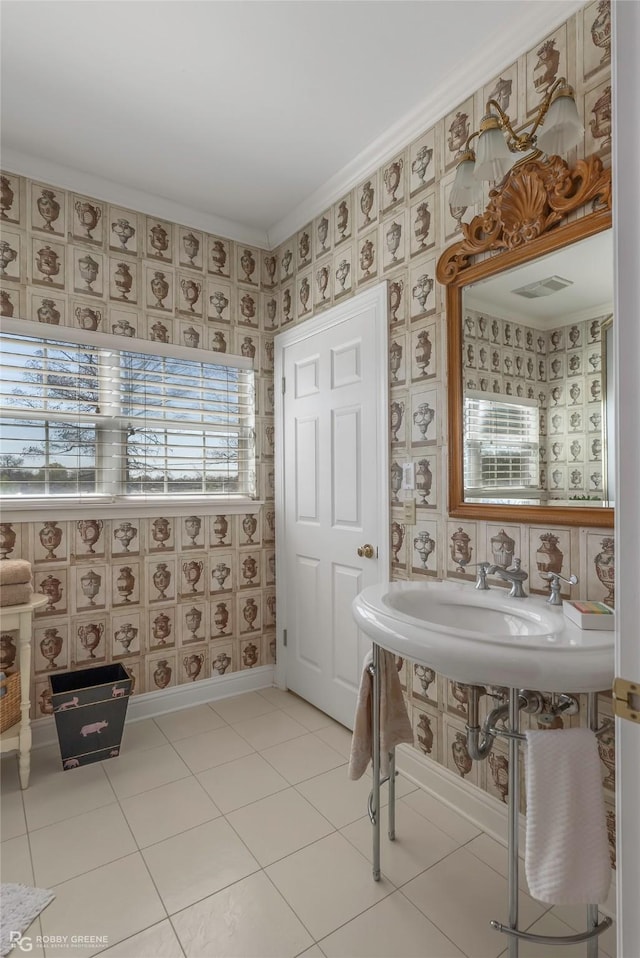 5705 Lake Side Dr, Bossier City, LA 71111 - bathroom with tile patterned flooring and ornamental molding