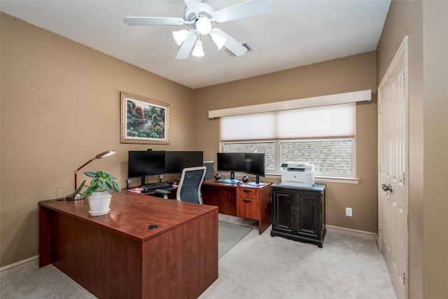 3873 Heritage Trl, Celina, TX 75009 - office with a ceiling fan, light carpet, and baseboards