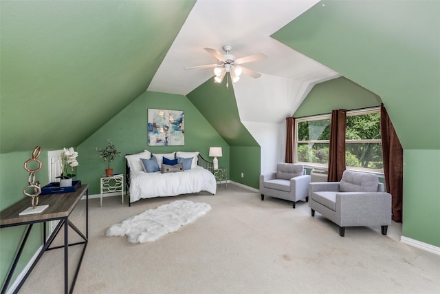 3873 Heritage Trl, Celina, TX 75009 - bedroom with baseboards, carpet, lofted ceiling, and a ceiling fan