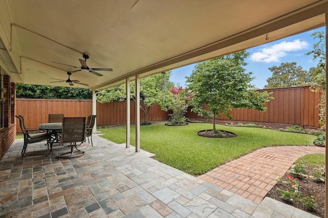 8217 Alderwood Pl, Plano, TX 75025 - view of patio / terrace with outdoor dining area and ceiling fan