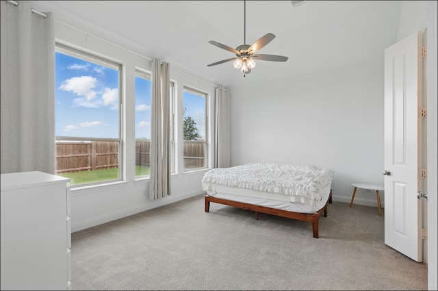 1001 Gentle Knoll Ln, Prosper, TX 75078 - bedroom with light colored carpet, baseboards, and ceiling fan